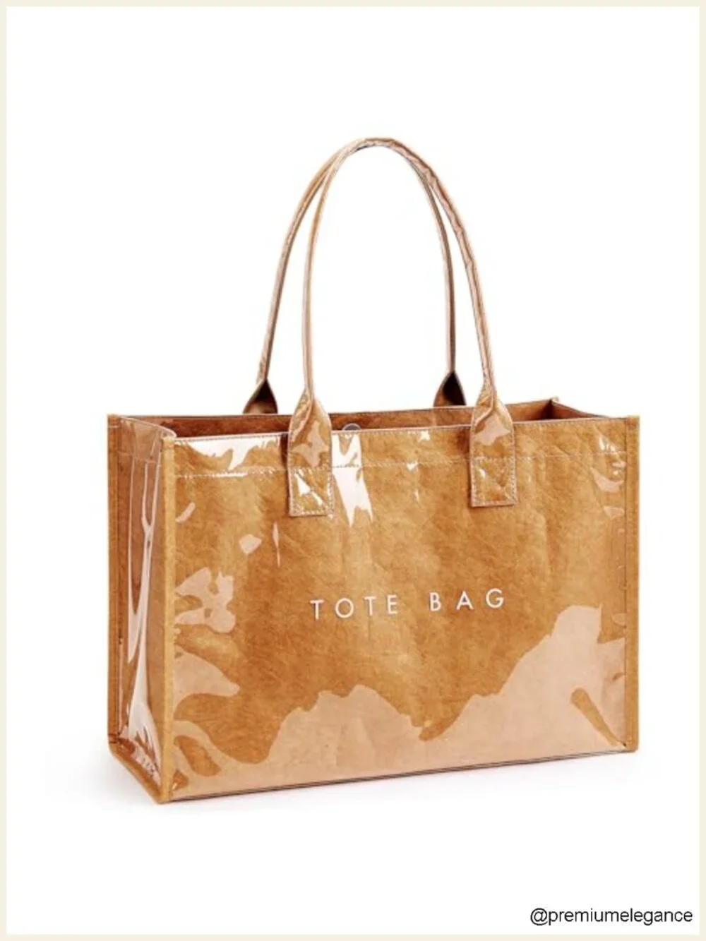 PVC Tote Bag Women's Kraft Paper Work Handbag Top Handle Large Capacity Foldable